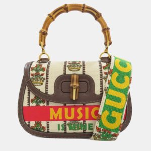 Gucci Multicolour Canvas and Leather Bamboo Top Handle Bag, Satchels - Luxury Closet catalog