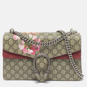 Gucci Old Rose/Beige GG Supreme Canvas and Suede Small Dionysus Blooms Shoulder Bag, Shoulder Bags - Luxury Closet catalog