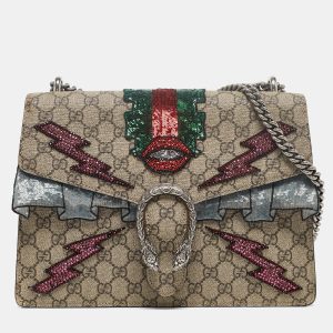 Gucci Beige GG Supreme Canvas and Suede Medium Embellished Dionysus Shoulder Bag, Shoulder Bags - Luxury Closet catalog
