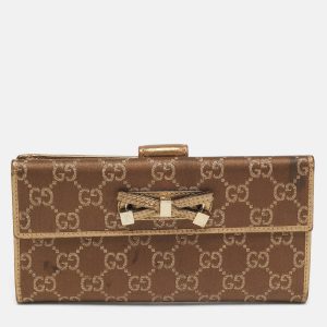 Gucci Gold/Brown GG Fabric and Leather Princy Continental Wallet, Wallets & Money Clips - Luxury Closet catalog