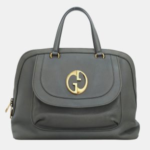 Gucci Grey Leather 1973 Top Handle Oversized Travel Bag, Tote Handbags - Luxury Closet catalog
