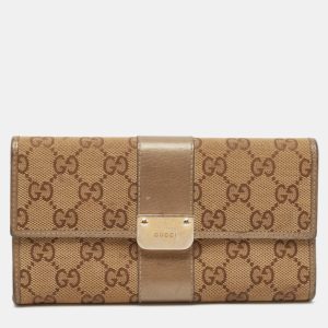Gucci Beige/Brown GG Canvas and Leather Flap Continental Wallet, Wallets & Money Clips - Luxury Closet catalog