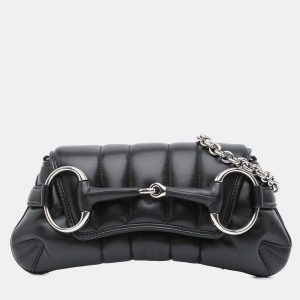 Gucci Black Small Leather Horsebit Chain Satchel Bag, Satchels - Luxury Closet catalog