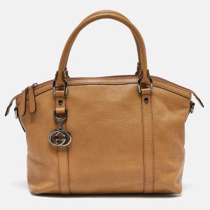 Gucci Choco Tan Leather Interlocking G Charm Satchel, Satchels - Luxury Closet catalog