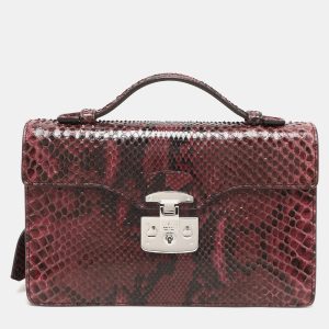 Gucci Burgundy Python Lady Lock Briefcase Clutch, Clutches & Special Occasion Bags - Luxury Closet catalog