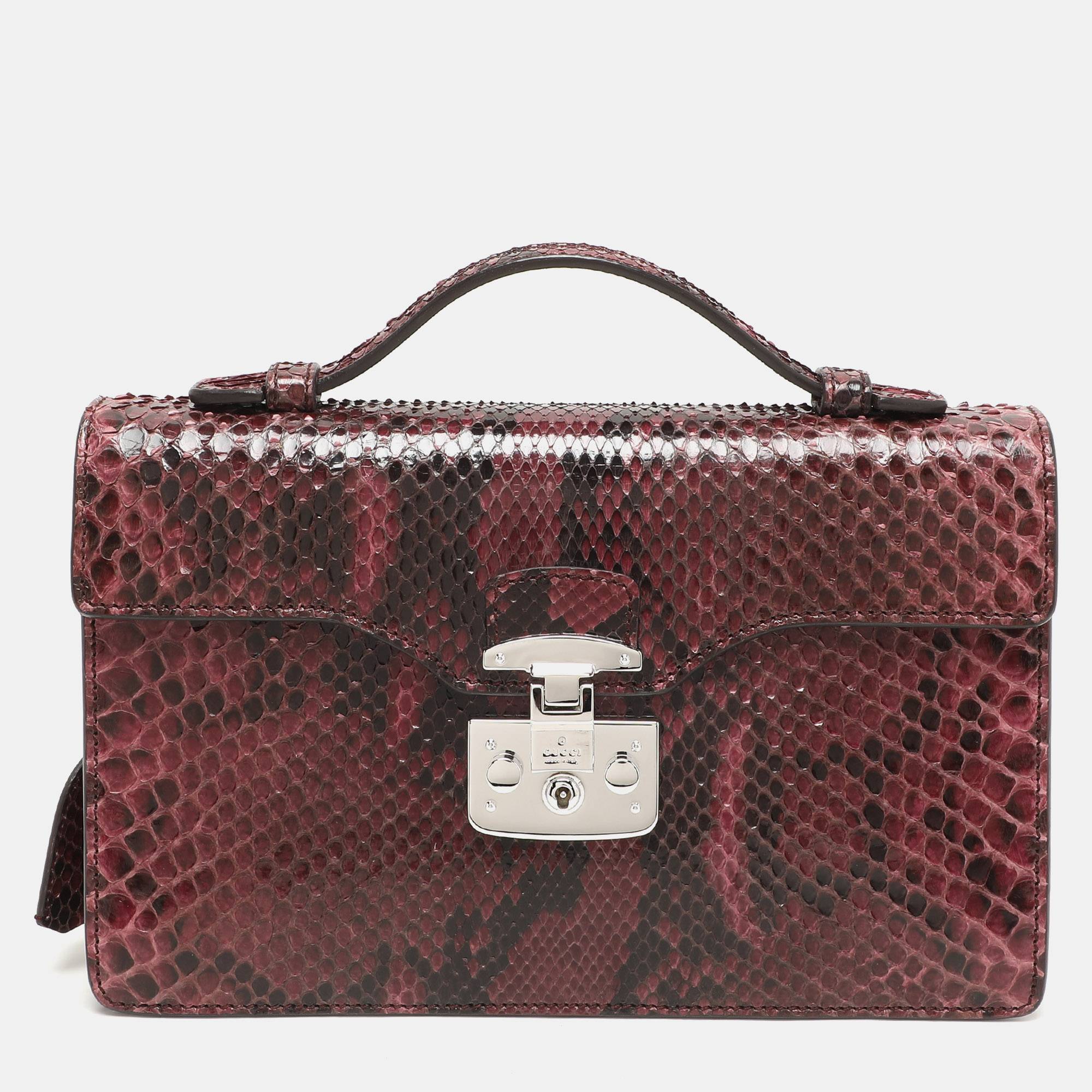 Gucci Burgundy Python Lady Lock Briefcase Clutch, Clutches & Special Occasion Bags - Luxury Closet catalog