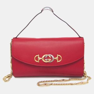 Gucci Red Leather Zumi Chain Shoulder Bag, Shoulder Bags - Luxury Closet catalog