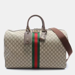 Gucci Beige Brown Coated Canvas Leather GG Supreme Sherry Boston Bag, Satchels - Luxury Closet catalog