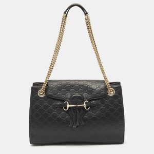 Gucci Black Guccissima Leather Large Emily Chain Shoulder Bag, Shoulder Bags - Luxury Closet catalog