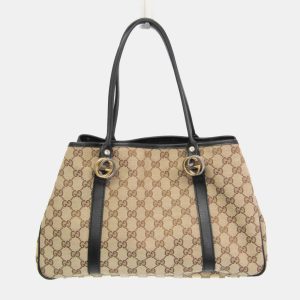Gucci Beige and Black GG Twins Canvas Tote Bag, Tote Handbags - Luxury Closet catalog
