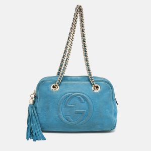 Gucci Blue Nubuck Medium Soho Chain Shoulder Bag, Shoulder Bags - Luxury Closet catalog