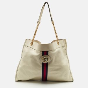 Gucci Off White Leather Large Web Rajah Tote, Tote Handbags - Luxury Closet catalog