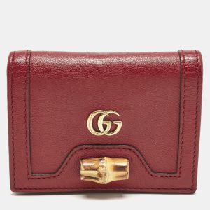 Gucci Burgundy Leather Bamboo Diana Card Case, Wallets & Money Clips - Luxury Closet catalog