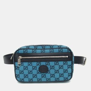 Gucci Blue Dark Navy GG Canvas Leather Waist Bag, Handbags - Luxury Closet catalog