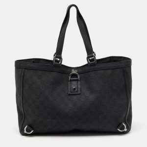 Gucci Black GG Canvas and Leather Abbey D-Ring Shopper Tote, Tote Handbags - Luxury Closet catalog