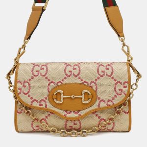 Gucci Beige Yellow Raffia Leather Horsebit Shoulder Bag, Shoulder Bags - Luxury Closet catalog