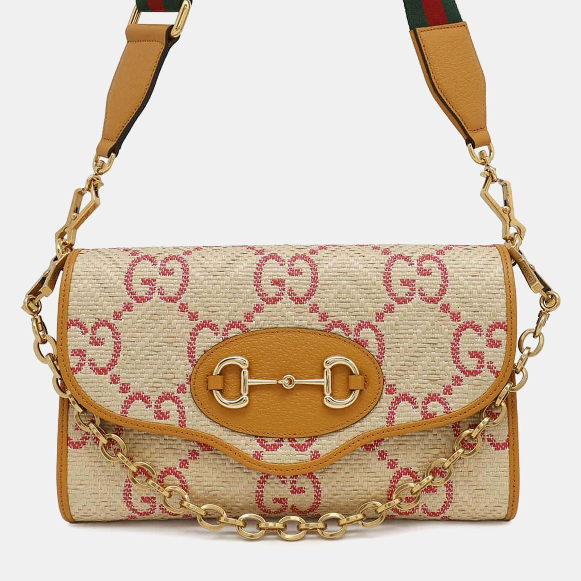 Gucci Beige Yellow Raffia Leather Horsebit Shoulder Bag, Shoulder Bags - Luxury Closet catalog