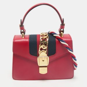 Gucci Red Leather Mini Web Sylvie Top Handle Bag, Satchels - Luxury Closet catalog
