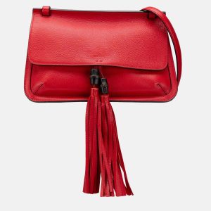 Gucci Red Leather Bamboo Daily Medium Crossbody Bag, Handbags - Luxury Closet catalog