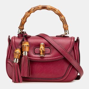 Gucci Red Small Leather New Bamboo Satchel, Satchels - Luxury Closet catalog