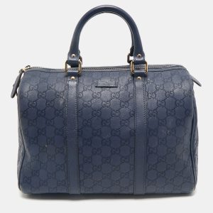 Gucci Navy Blue Guccissima Leather Medium Joy Boston Bag, Satchels - Luxury Closet catalog