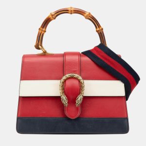 Gucci Navy Blue Red Medium Leather Bamboo Dionysus Web Satchel, Satchels - Luxury Closet catalog