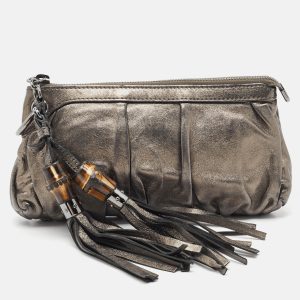 Gucci Metallic Leather Bamboo Tassel Pouch, Clutches & Special Occasion Bags - Luxury Closet catalog