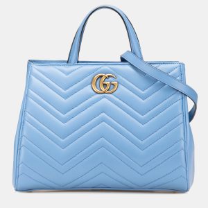 Gucci Blue Leather GG Marmont Matelasse Small Satchel, Satchels - Luxury Closet catalog