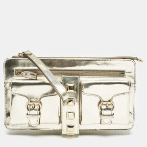 Gucci Gold Patent Leather Studded Wristlet Zip Clutch, Clutches & Special Occasion Bags - Luxury Closet catalog