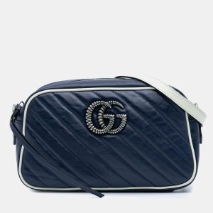Gucci Navy Blue Small GG Marmont Leather Torchon Crossbody, Handbags - Luxury Closet catalog