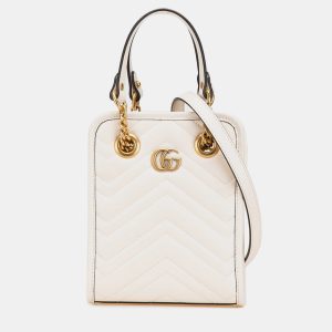 Gucci White Mini GG Marmont Matelasse Leather Satchel, Satchels - Luxury Closet catalog