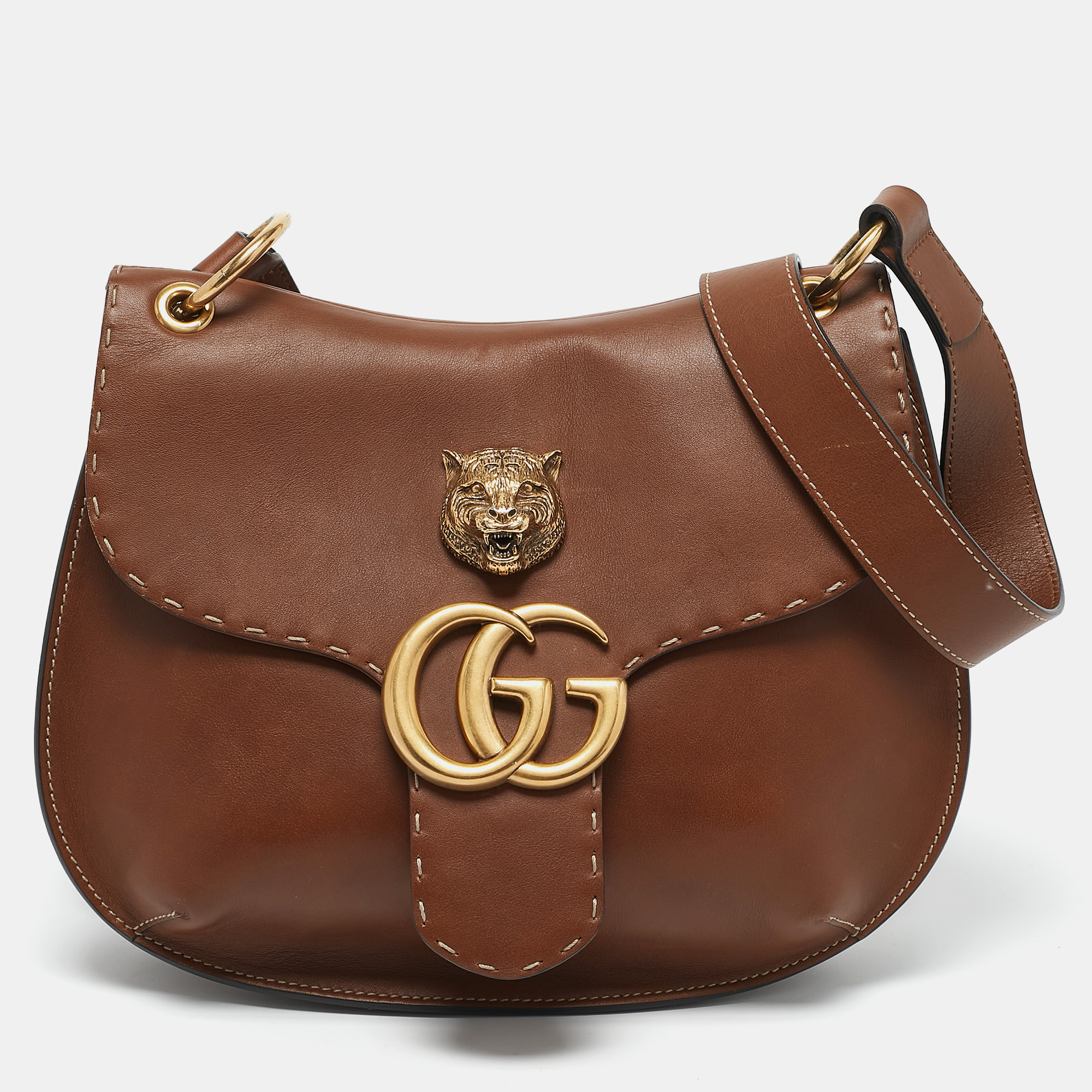 Gucci Brown Leather GG Marmont Animalier Flap Shoulder Bag, Shoulder Bags - Luxury Closet catalog