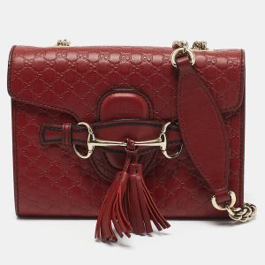 Gucci Red Microguccissima Leather Mini Emily Chain Crossbody Bag, Handbags - Luxury Closet catalog