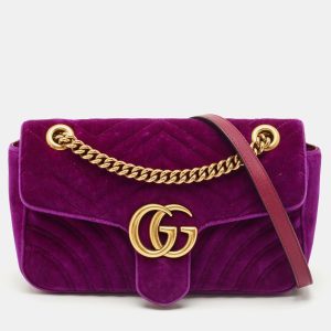 Gucci Purple Matelasse Velvet Small GG Marmont Shoulder Bag, Shoulder Bags - Luxury Closet catalog