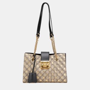 Gucci Brown Small GG Supreme Bee Padlock Tote, Tote Handbags - Luxury Closet catalog