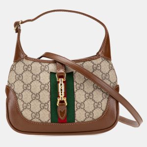 Gucci Beige Brown Mini GG Supreme Jackie 1961 Crossbody, Shoulder Bags - Luxury Closet catalog