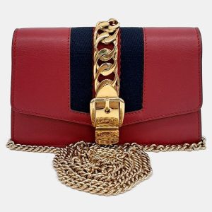 Gucci Red Leather Sylvie Mini Crossbody Bag, Handbags - Luxury Closet catalog