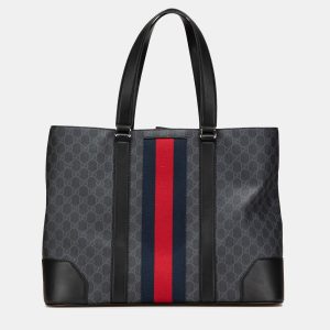 Gucci Black Large GG Supreme Web Tote, Tote Handbags - Luxury Closet catalog