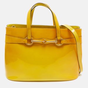Gucci Yellow Ombre Patent Leather Medium Bright Bit Tote, Tote Handbags - Luxury Closet catalog