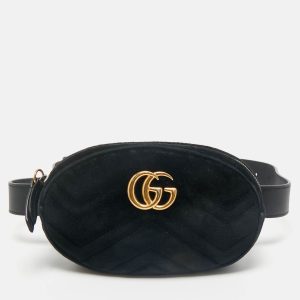 Gucci Black Matelass&eacute; Velvet Mini GG Marmont Belt Bag, Handbags - Luxury Closet catalog