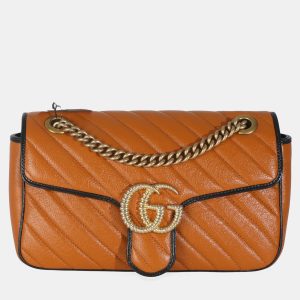 Gucci Cognac Calfskin Matelasse Diagonal Small Torchon GG Marmont Shoulder Bag, Handbags - Luxury Closet catalog