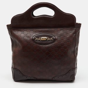 Gucci Dark Brown Guccissima Leather Large Punch Top Handle Tote, Tote Handbags - Luxury Closet catalog