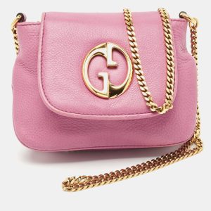 Gucci Pink Leather Small 1973 Chain Crossbody Bag, Shoulder Bags - Luxury Closet catalog