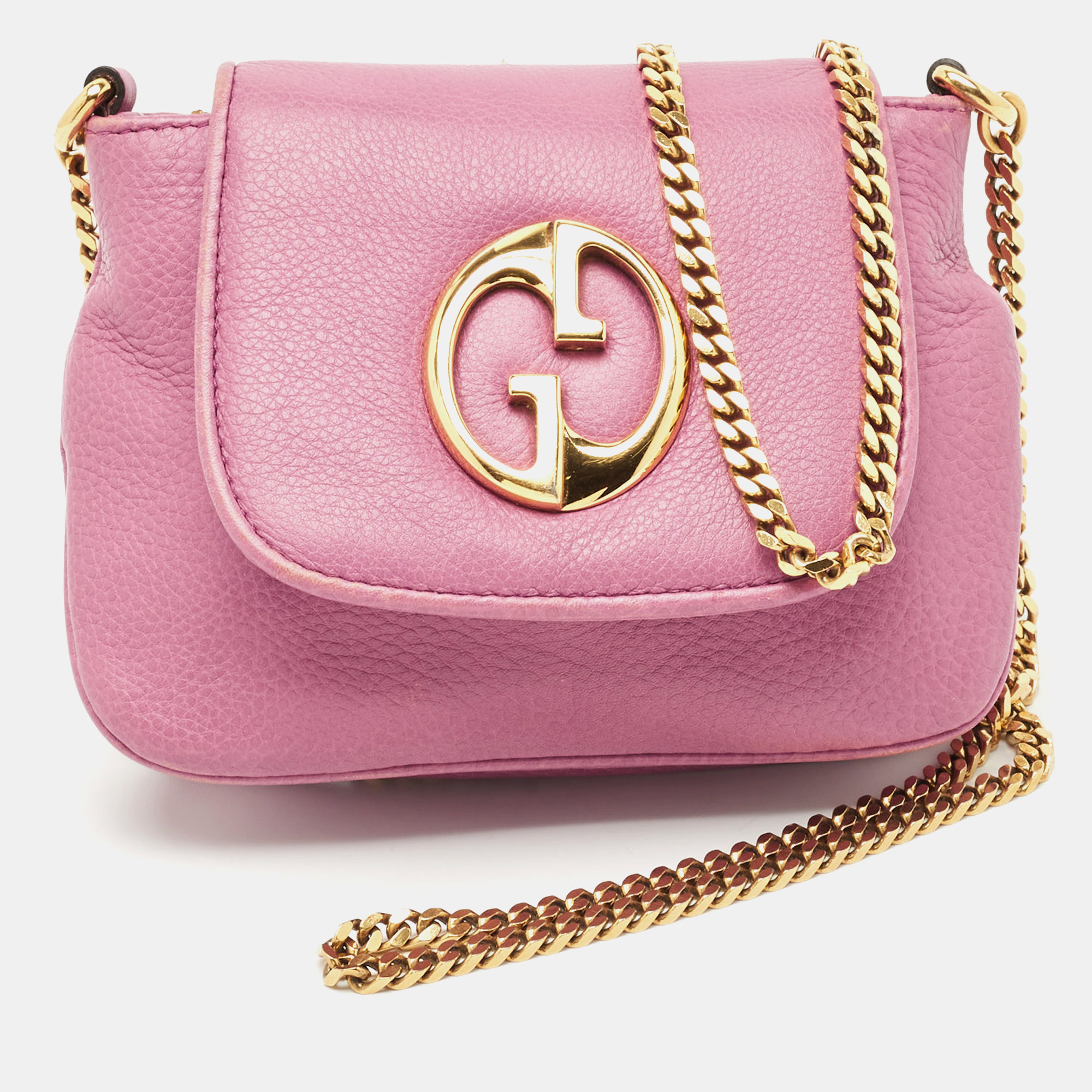 Gucci Pink Leather Small 1973 Chain Crossbody Bag, Shoulder Bags - Luxury Closet catalog