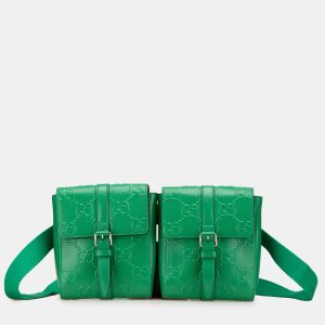 Gucci Green GG Embossed Perforated Double Belt Bag, Handbags - Luxury Closet catalog