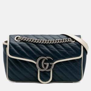 Gucci Navy Blue Small GG Marmont Matelasse Leather Torchon Flap Crossbody, Shoulder Bags - Luxury Closet catalog