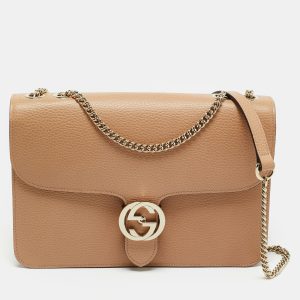 Gucci Beige Leather Dollar Interlocking G Shoulder Bag, Shoulder Bags - Luxury Closet catalog