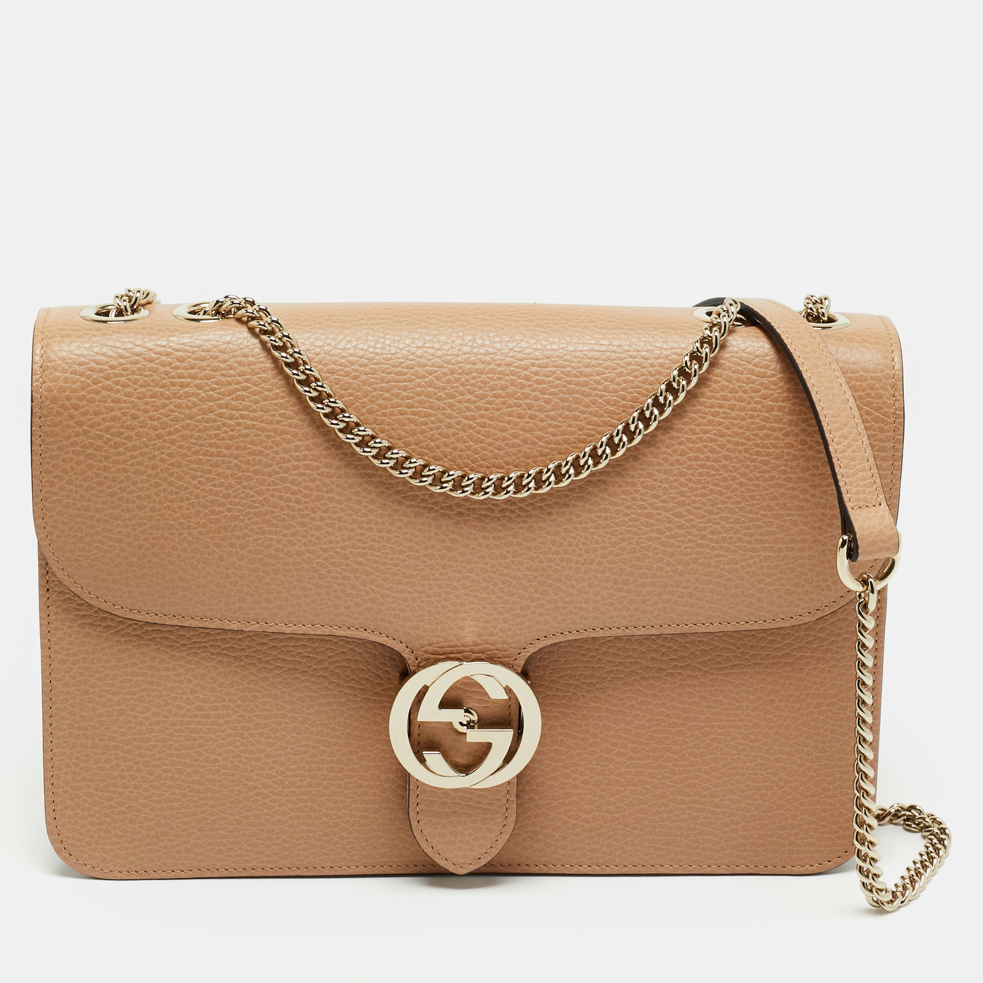 Gucci Beige Leather Dollar Interlocking G Shoulder Bag, Shoulder Bags - Luxury Closet catalog
