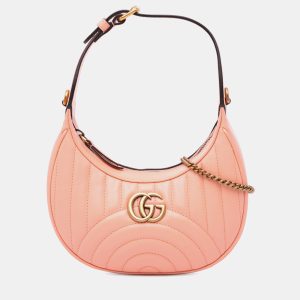 Gucci Pink Mini Matelasse Leather GG Marmont Half Moon Hobo, Satchels - Luxury Closet catalog
