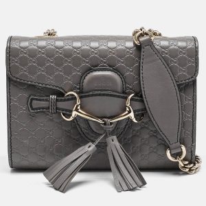 Gucci Grey Microguccissima Leather Mini Emily Chain Crossbody Bag, Shoulder Bags - Luxury Closet catalog
